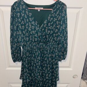 Mimi Chica Teal Floral Long Sleeve Dress